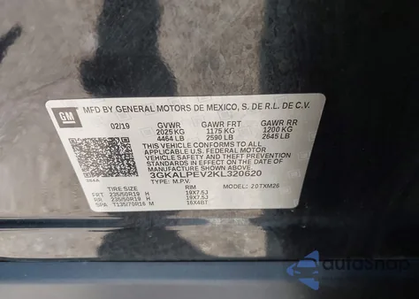 2019 GMC Terrain Slt from USA, damaged, VIN 3GKALPEV2KL320620